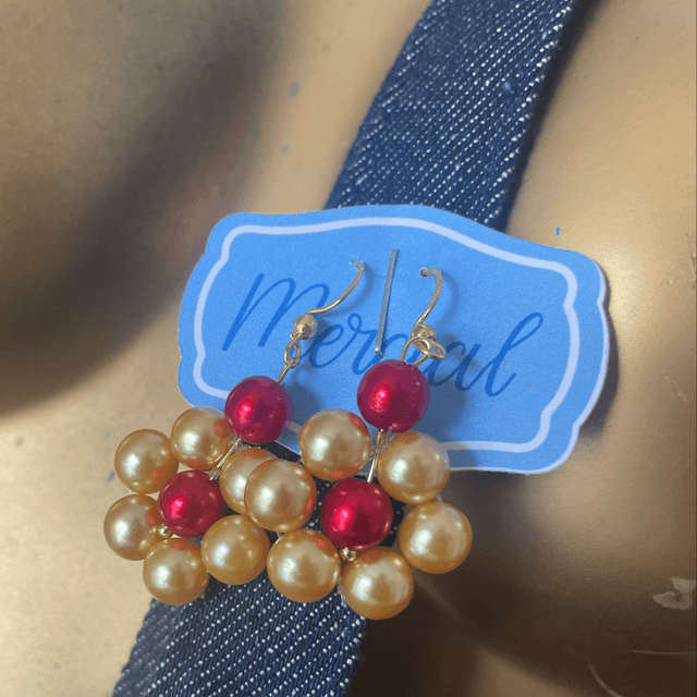 Sac en jeans + boucles d’oreilles en perles