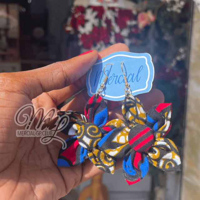Parure 1 sac et 2 boucles d’oreilles en tissus wax