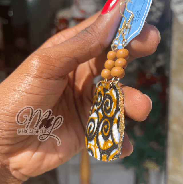 Parure 1 sac et 2 boucles d’oreilles en tissus wax